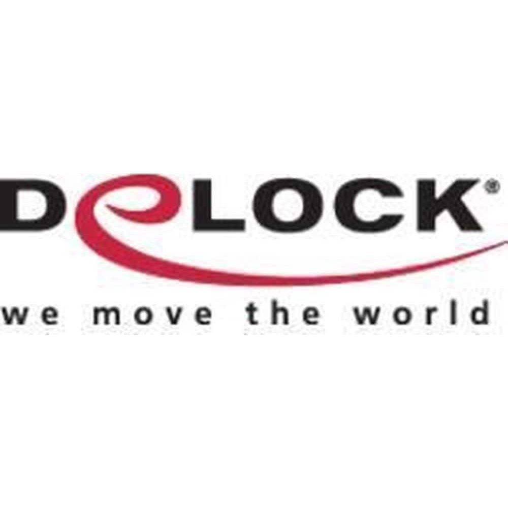 Logo DELOCK ze sloganem 'we move the world'.