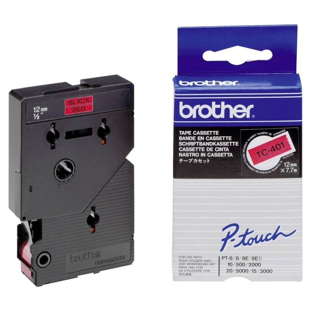 Schwarzes und rotes Brother-Band und Verpackung.