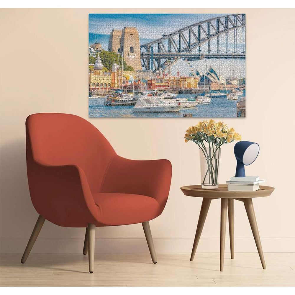 Port de Sydney avec Harbour Bridge, Opéra et bateaux sur l'eau.