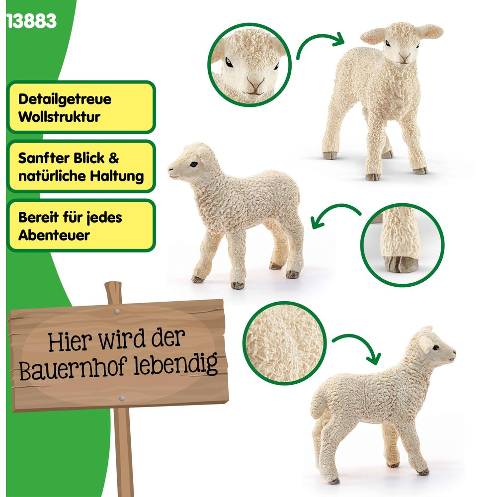 Drei detaillierte Lammfiguren mit naturgetreuer Wolltextur und realistischen Haltungen.