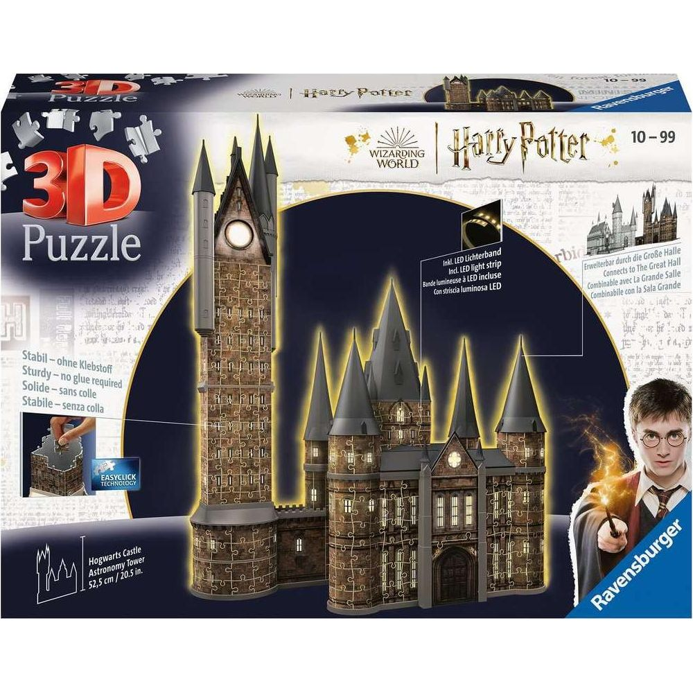 Puzzle 3D Zamku Hogwart z wieżą, motyw Harry Potter, Ravensburger.