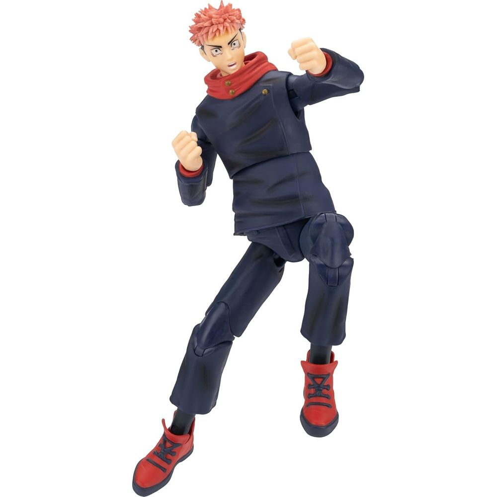 Eine Actionfigur mit roten Haaren in dunkler Uniform und roten Schuhen.