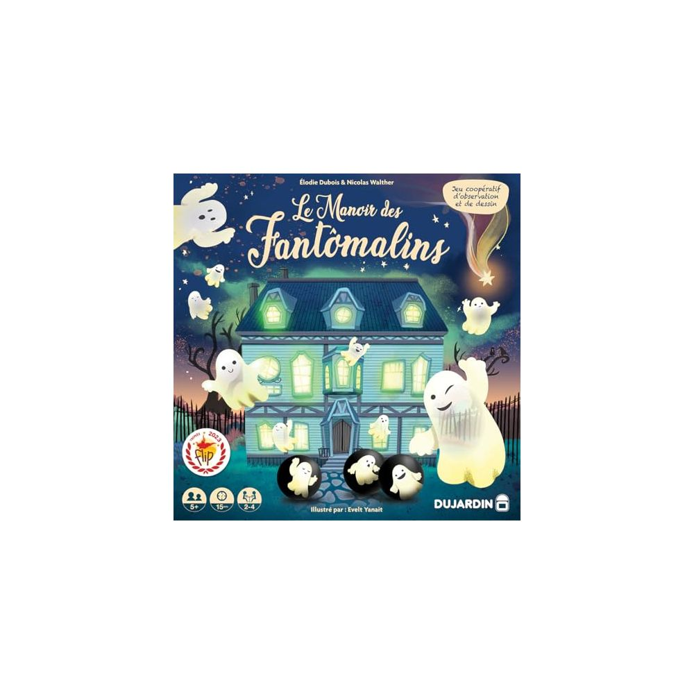 Spookhuis met geesten 's nachts, spel "Le Manoir des Fantomalins".