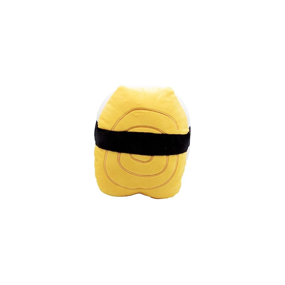 Un cuscino giallo con una fascia nera, simile al sushi.