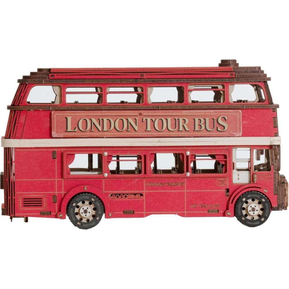 Ein roter Londoner Doppeldeckerbus-Modell mit der Aufschrift 'London Tour Bus'.