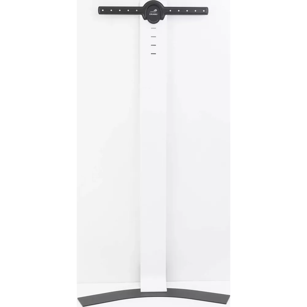 Un support blanc avec un support noir en haut et une base courbée.