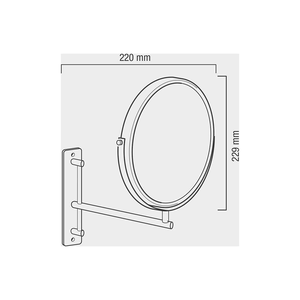 Lustro ścienne z wysięgnikiem, 220x229 mm.