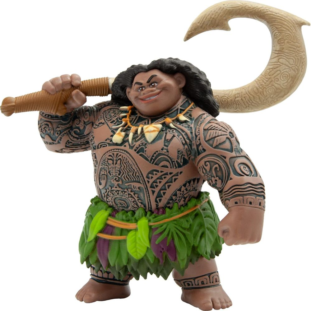 Mächtiger Maui mit Tätowierungen und Haken trägt ein Blatt-Lendenschurz.