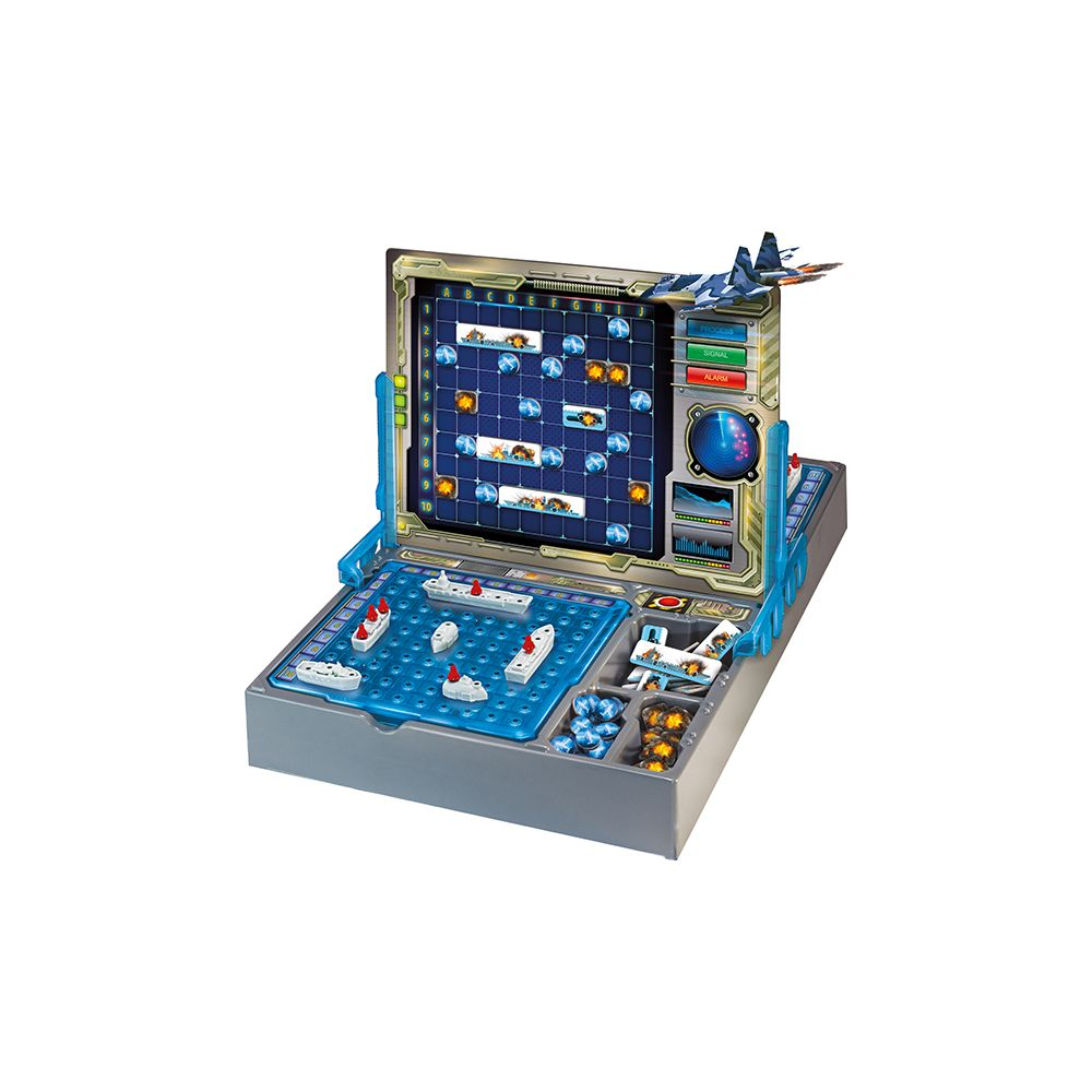 Gra w statki z okrętami, samolotem i planszą.