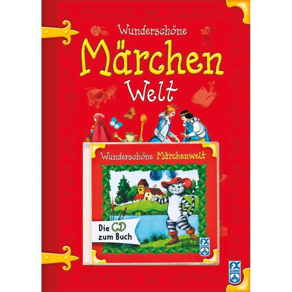 Copertina rossa del libro con motivi fiabeschi: "Wunderschöne Märchenwelt" con CD.