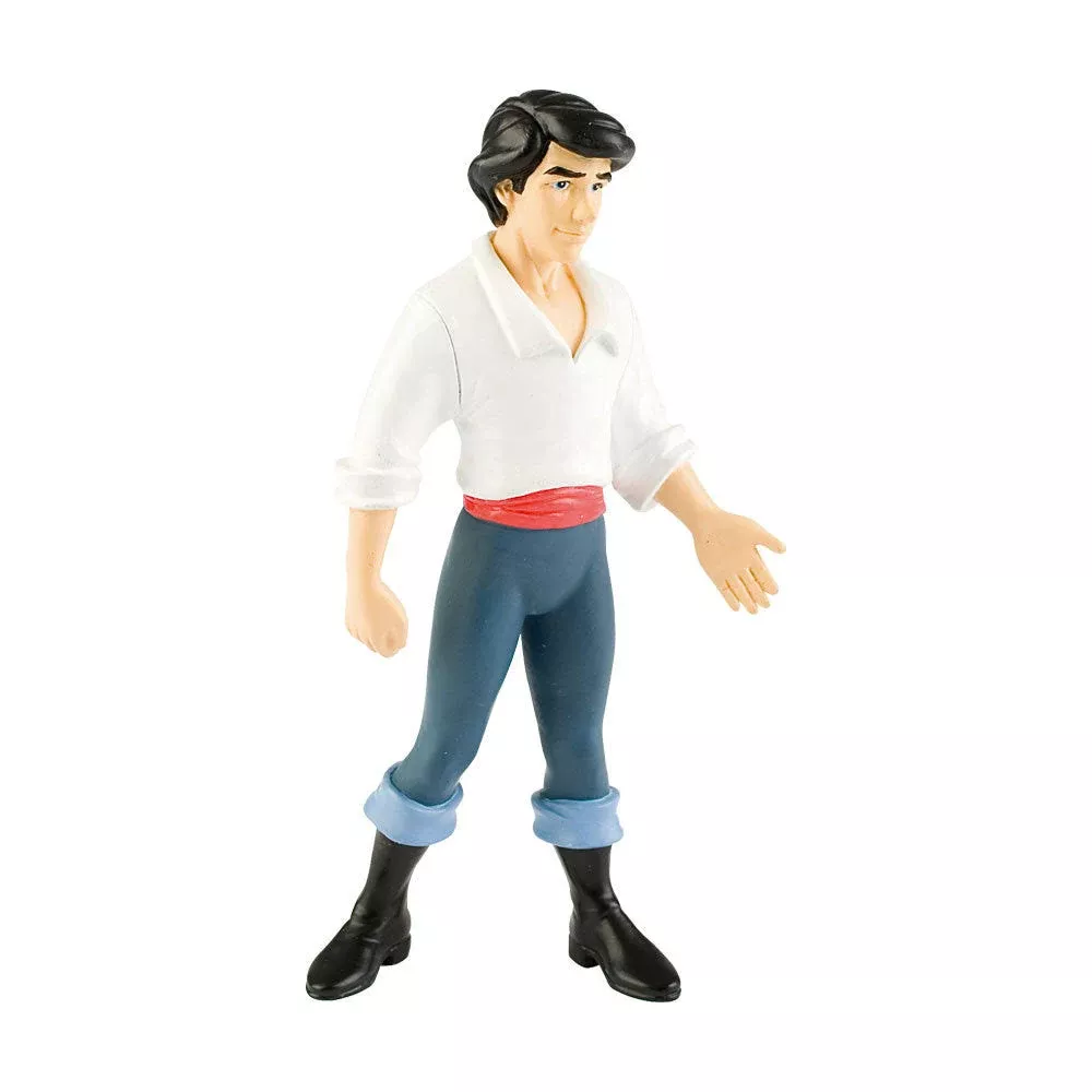 Una figura del Príncipe Eric con camisa blanca, fajín rojo, pantalones azules y botas negras.