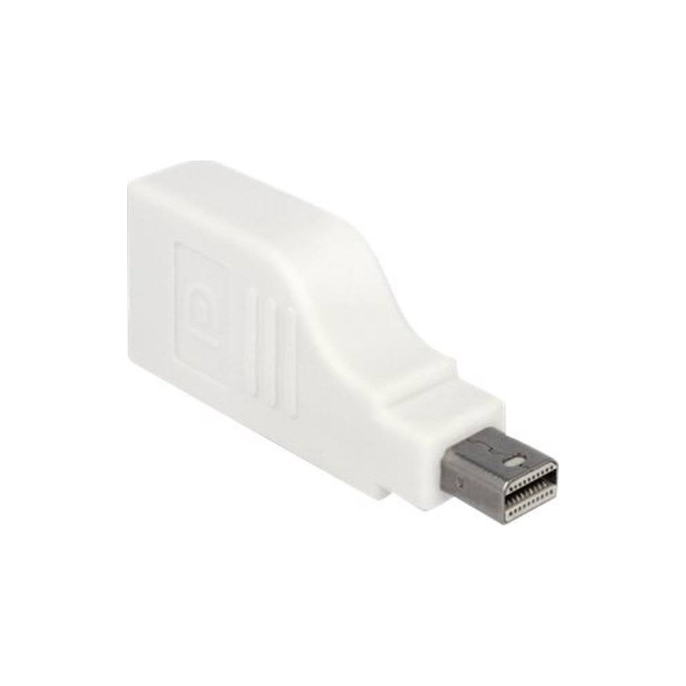 Un adattatore Mini DisplayPort bianco con connettore metallico.