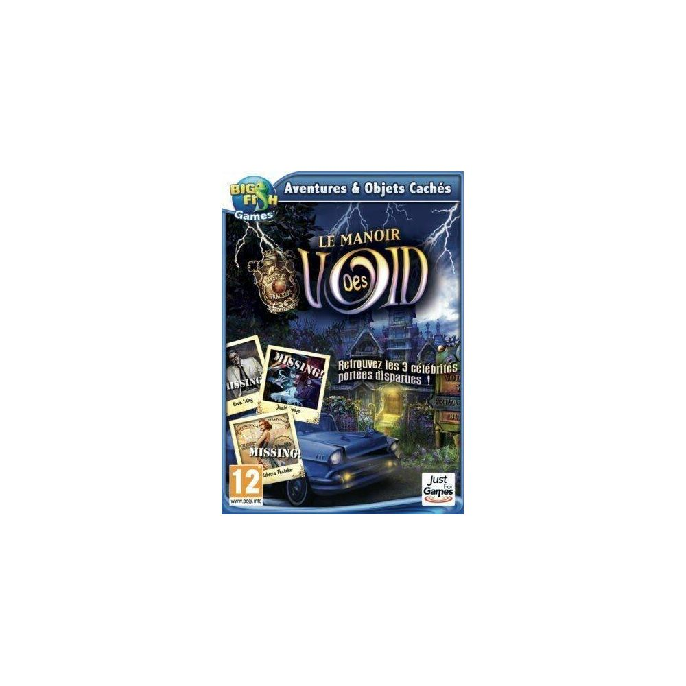 Spelcover: Detective spel "Le Manoir des VOD" met landhuis, auto en personen.