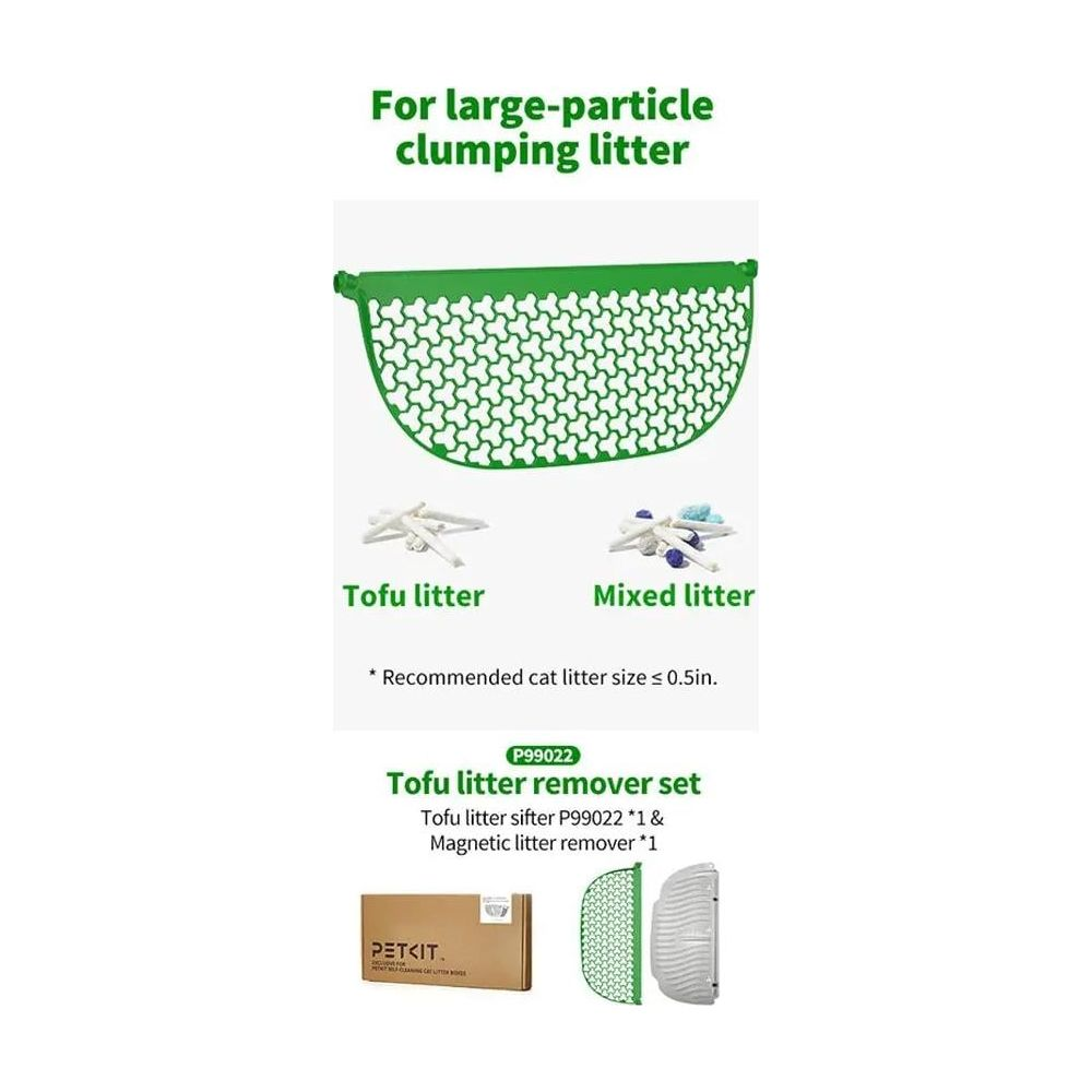 Zielone sito do żwirku z żwirkiem tofu i mieszanym.