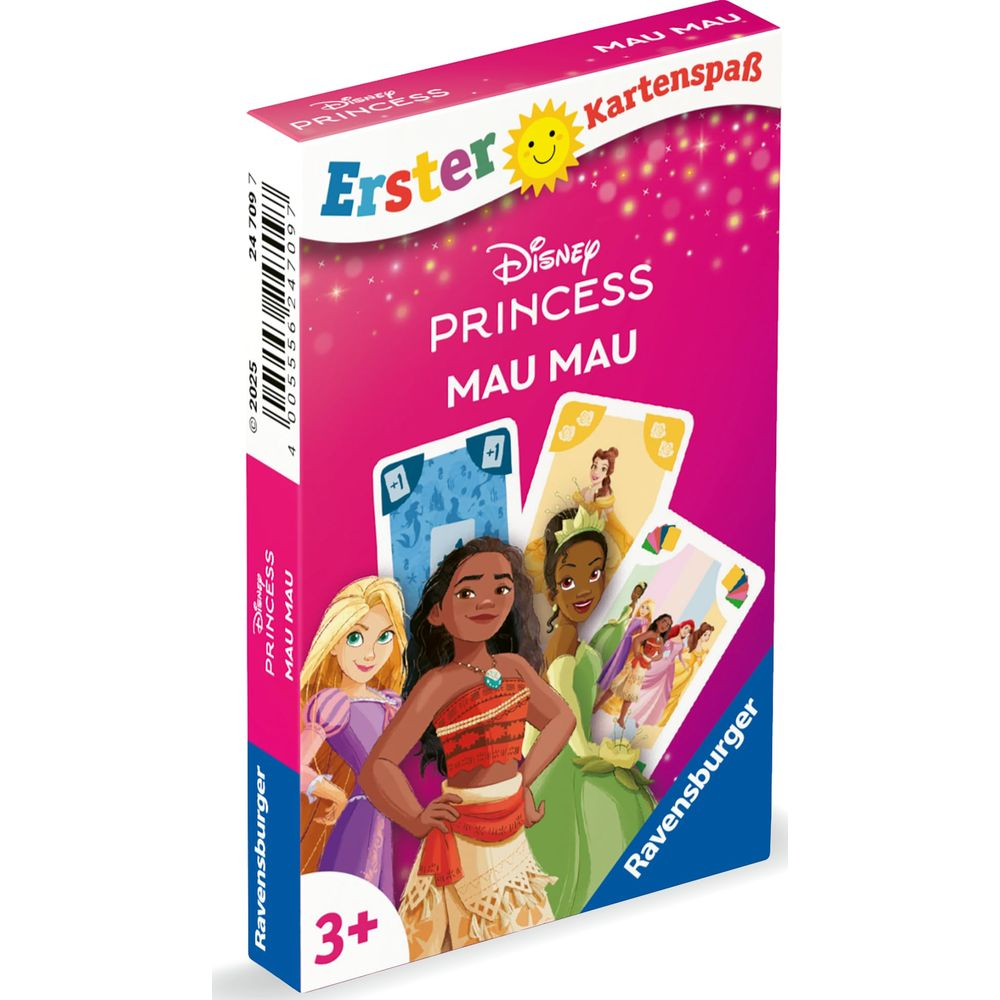 Jeu de cartes Mau Mau Disney Princess avec Moana, Raiponce et Tiana.