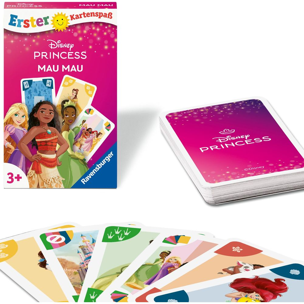 Jeu de cartes Mau Mau Disney Princess avec divers personnages de princesses.