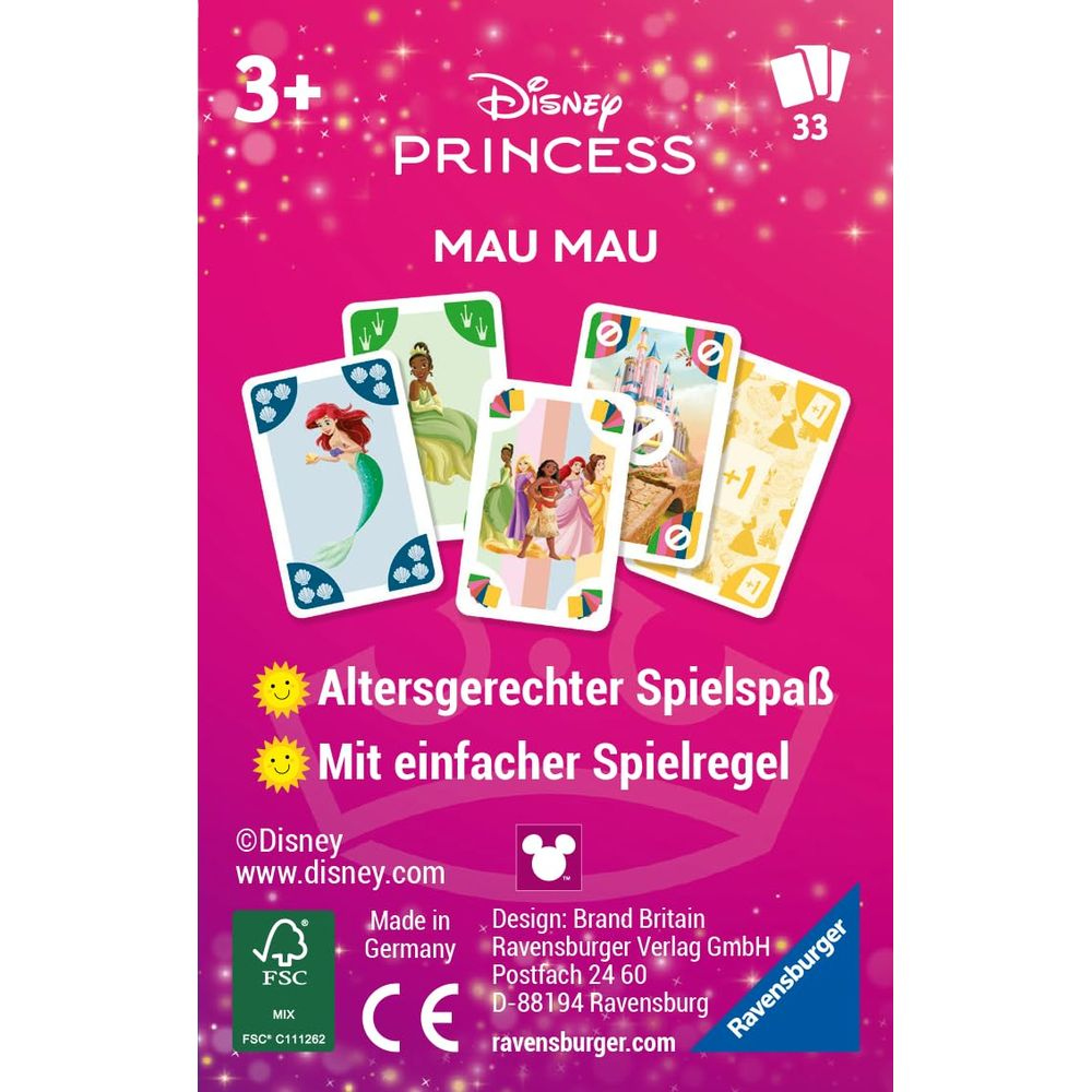 Jeu de cartes Disney Princess Mau Mau avec Ariel, Belle au bois dormant, etc.