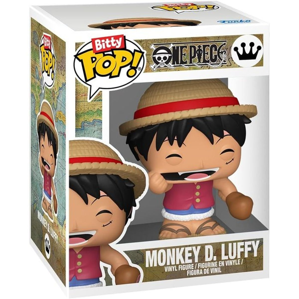 Funko Pop! Vinyl Figur von Monkey D. Luffy aus One Piece mit Strohhut und roter Weste.