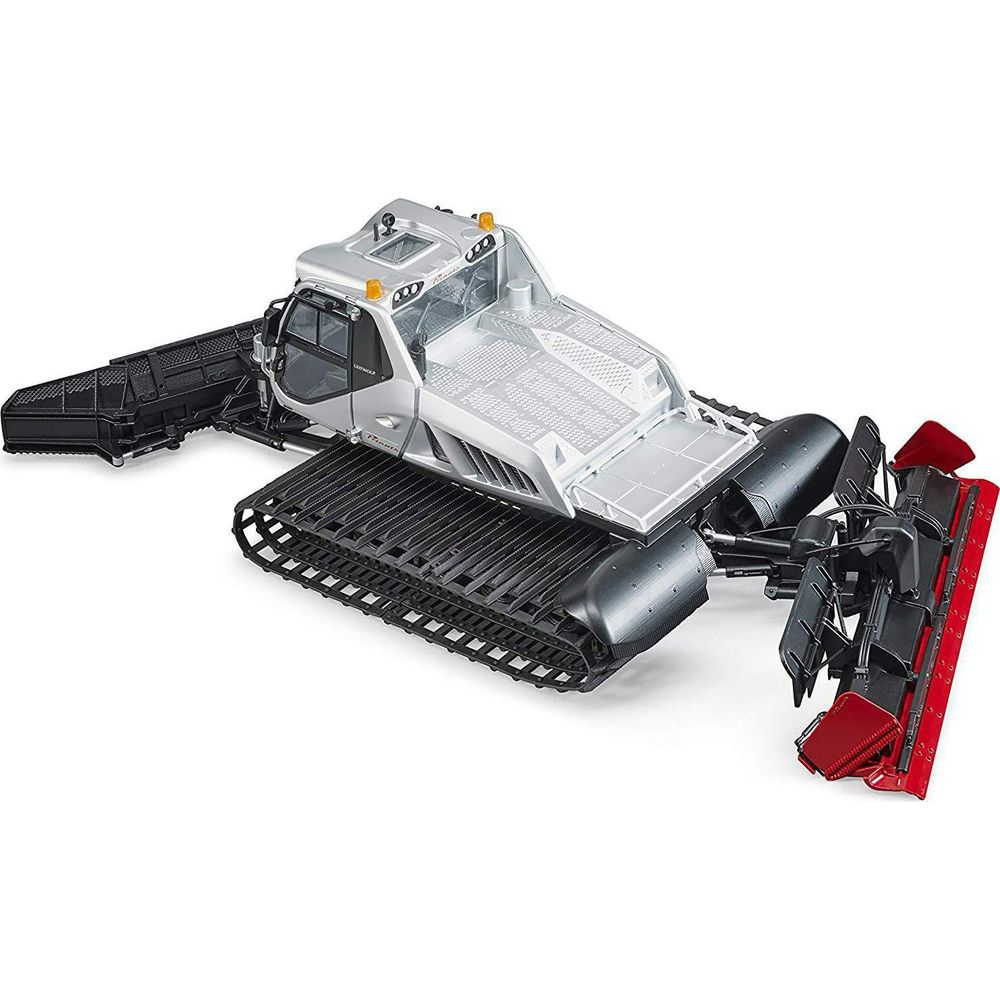 Srebrna ratraka z czarnymi gąsienicami i czerwoną przednią łopatą.