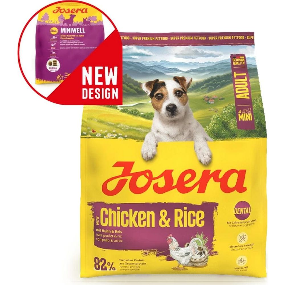 Bolsa de comida para perros Josera con un Jack Russell Terrier, con Pollo y Arroz.