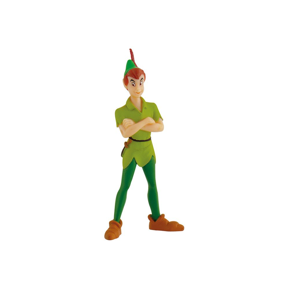 Eine Figur von Peter Pan im grünen Outfit mit verschränkten Armen.