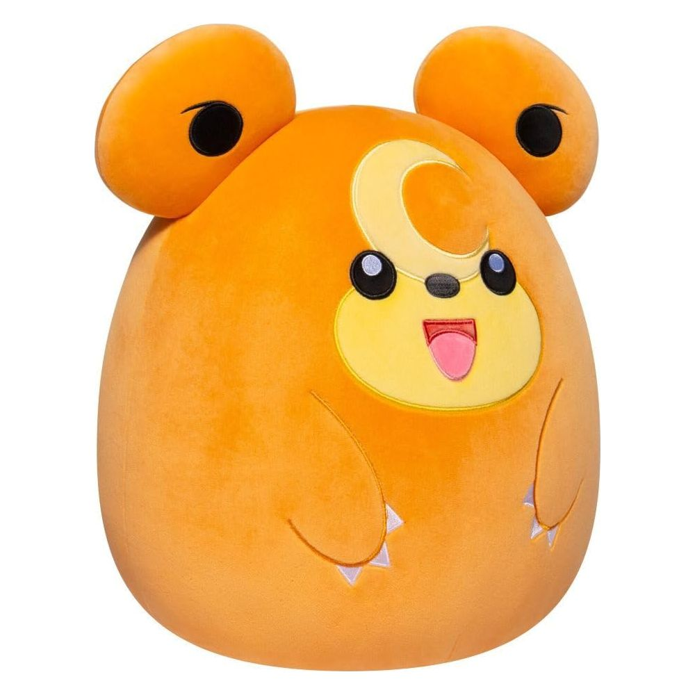 Une peluche orange avec des oreilles rondes et un visage souriant.