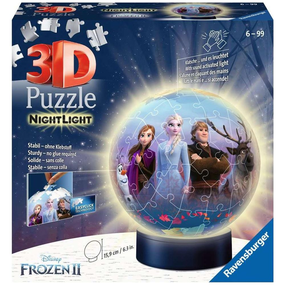 Puzzle 3D Kraina Lodu, nocne światło aktywowane klaskaniem.