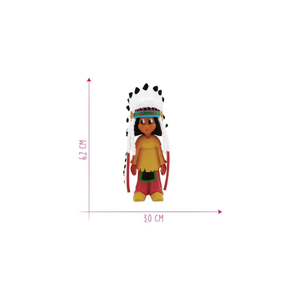 Figur eines Indianerjungen mit Federschmuck, 6,2 cm hoch, 3,0 cm breit.