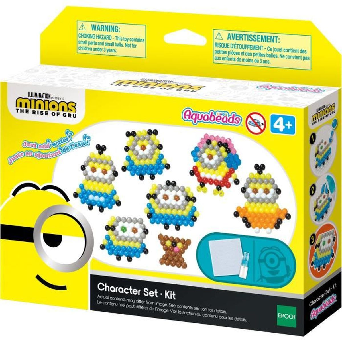 Aquabeads Minions Charakter Set Box mit Perlenfiguren von Minions.