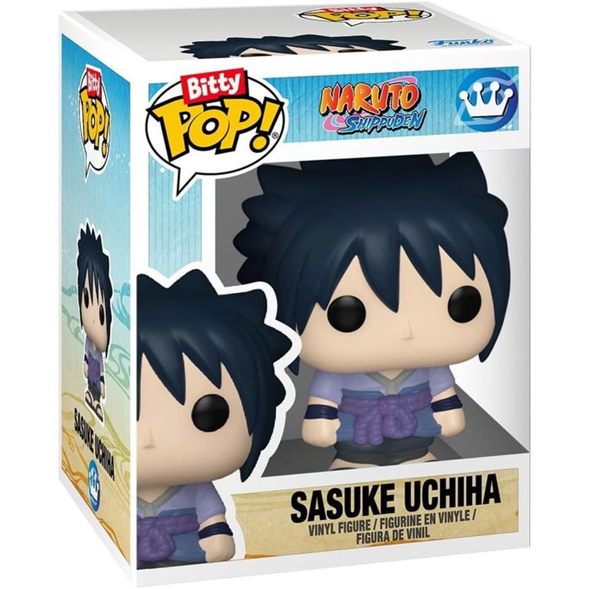 Figura Funko Pop de Sasuke Uchiha de Naruto Shippuden con su atuendo clásico.