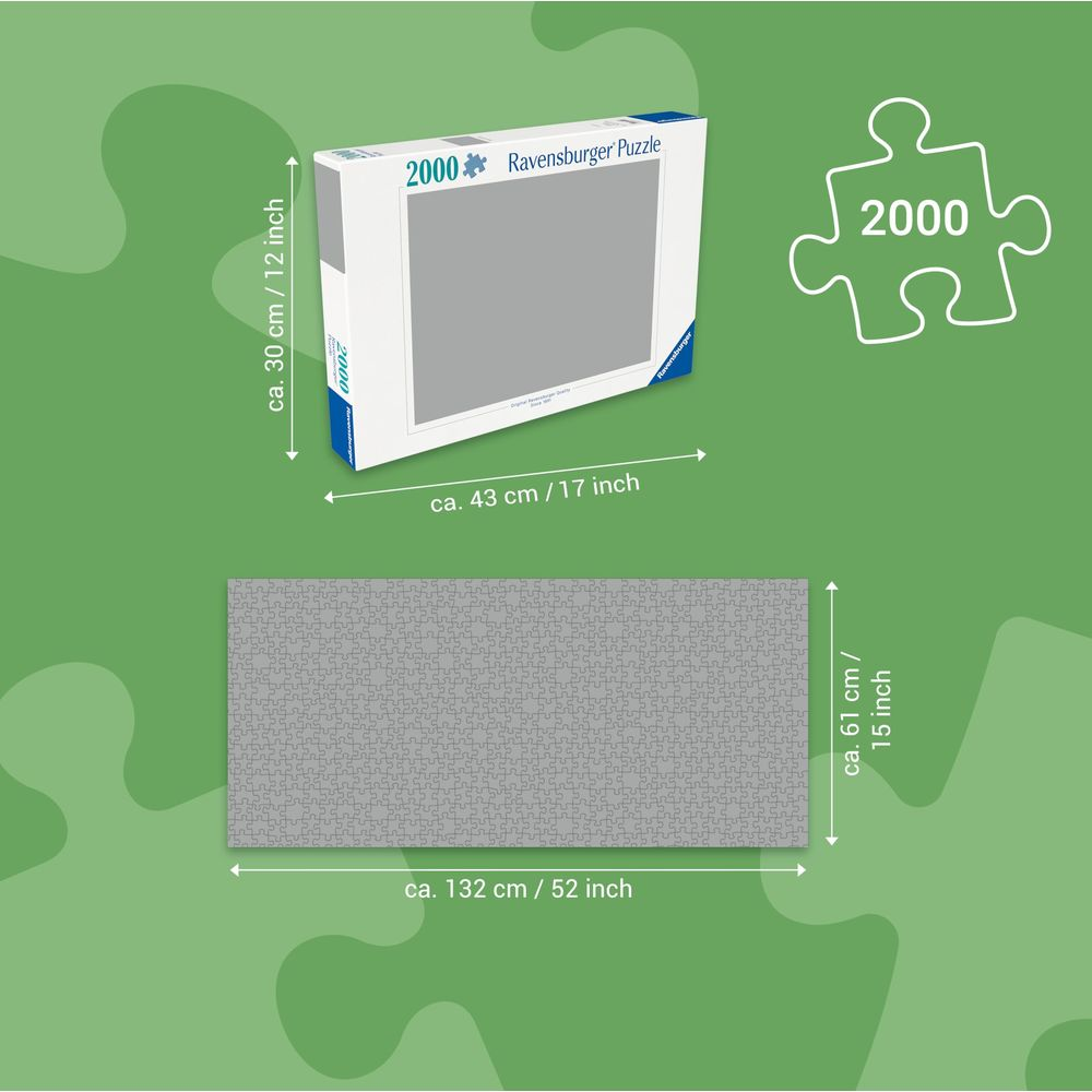 Puzzle Ravensburger 2000 pièces. Boîte 43x30cm, puzzle 132x61cm.