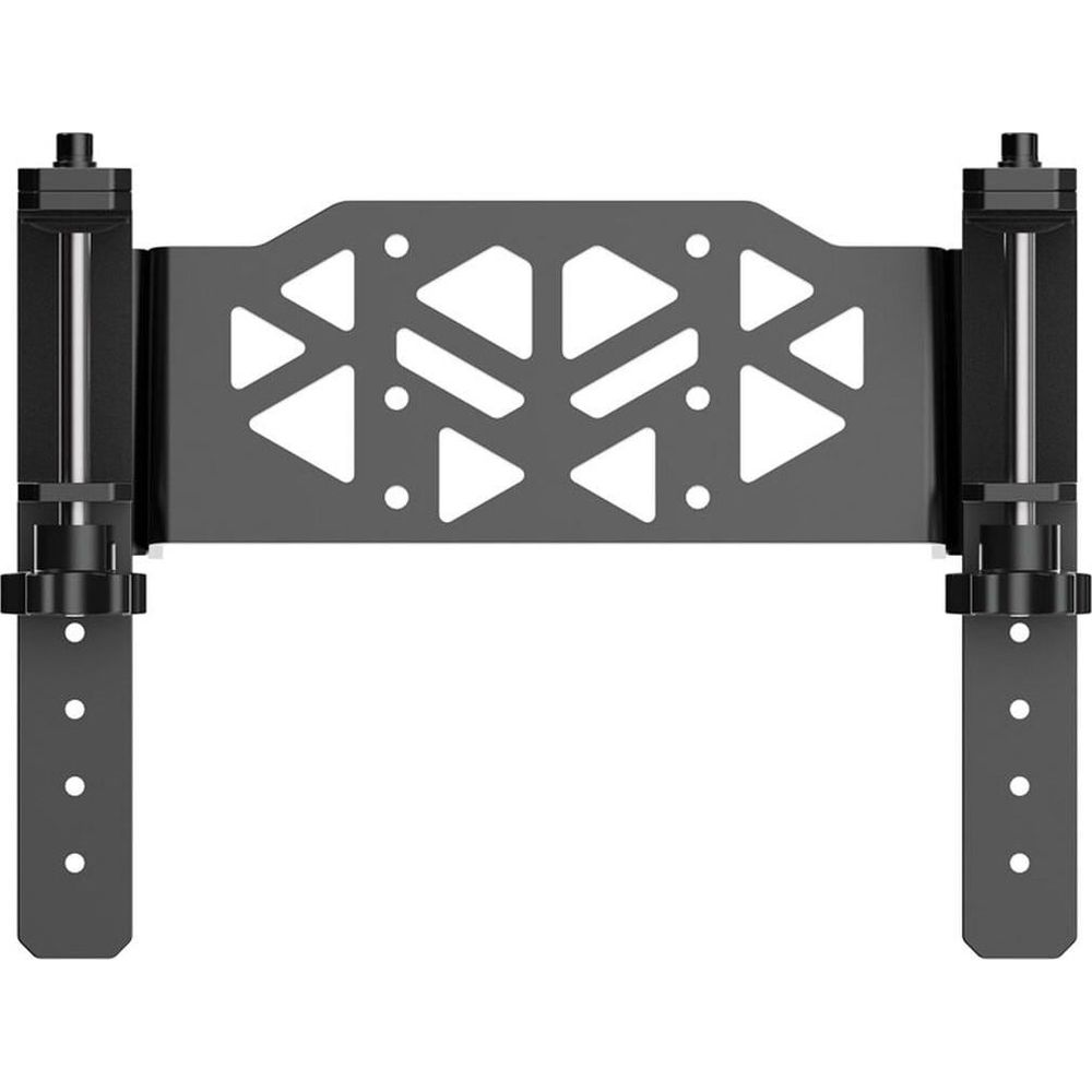 Support métallique noir avec découpes triangulaires et points de montage.