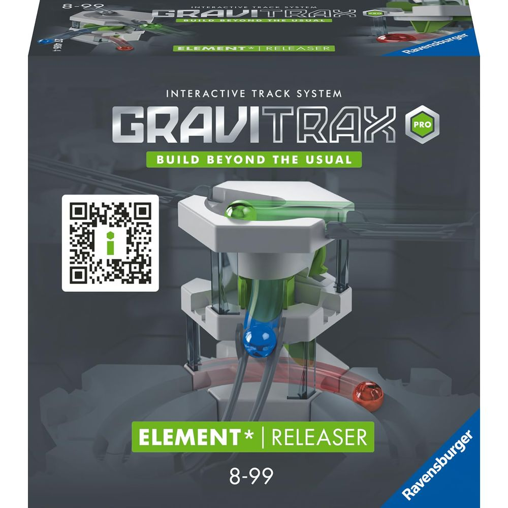 Set Gravitrax Pro con palline in tubi verdi, blu e rossi.