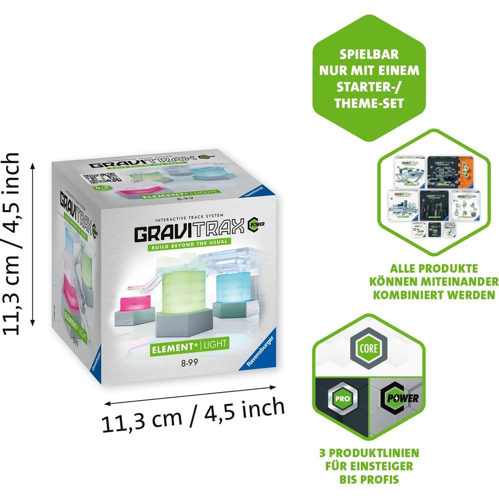 Zestaw Gravitrax Element Light z kolorowymi kolumnami i elementami toru.