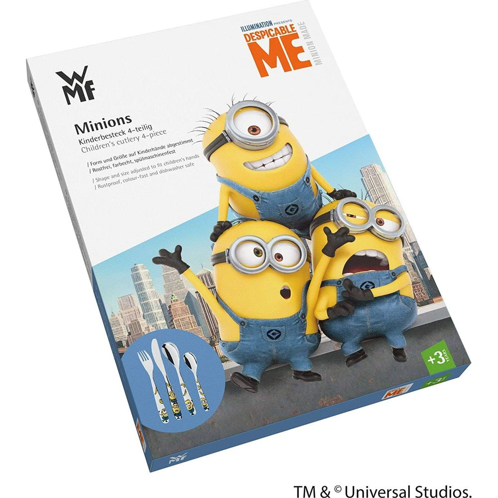 Confezione per posate per bambini Minions con tre Minions e posate.