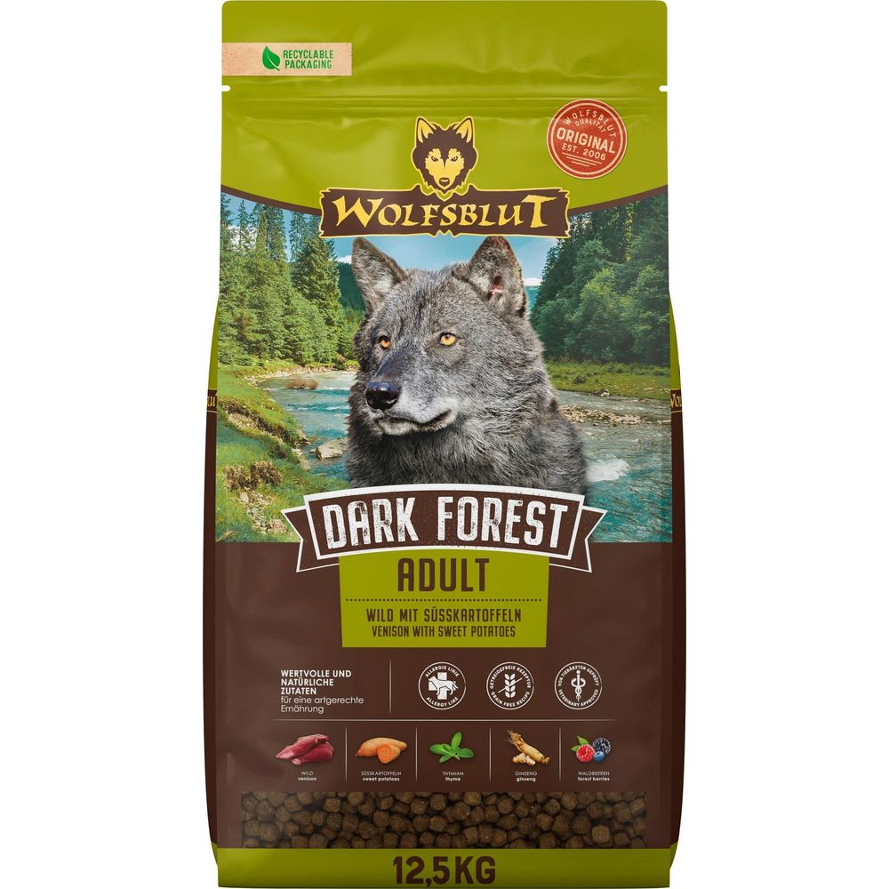 Karma dla psów Wolfsblut Dark Forest Adult z dziczyzną i batatami.