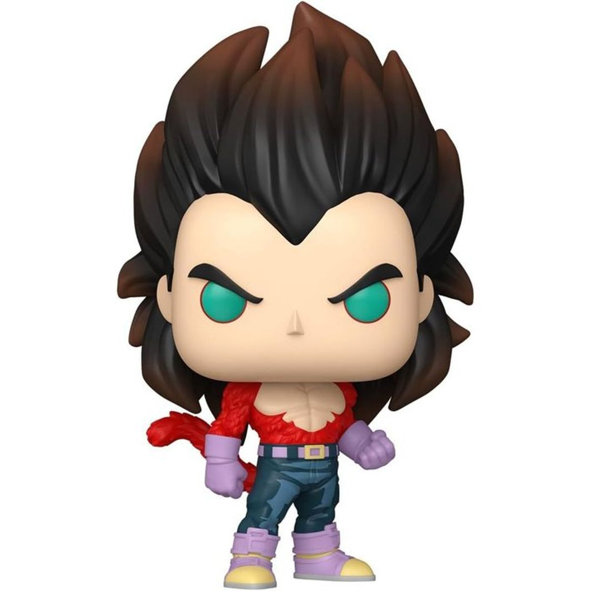 Funko Pop figure of a man with brown hair, red top, blue pants, and purple boots.