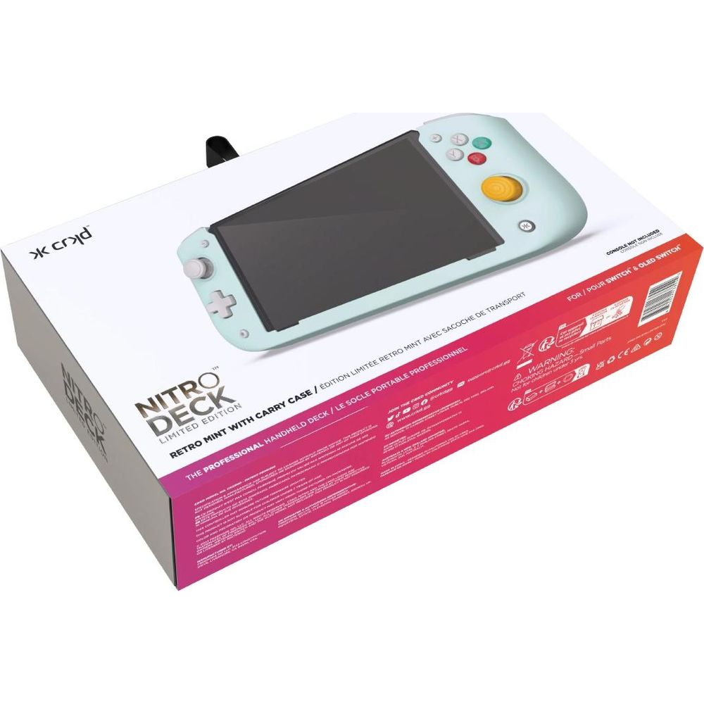 Verpackung für ein Retro Mint Nitro Deck mit Tragetasche, für Switch und OLED.