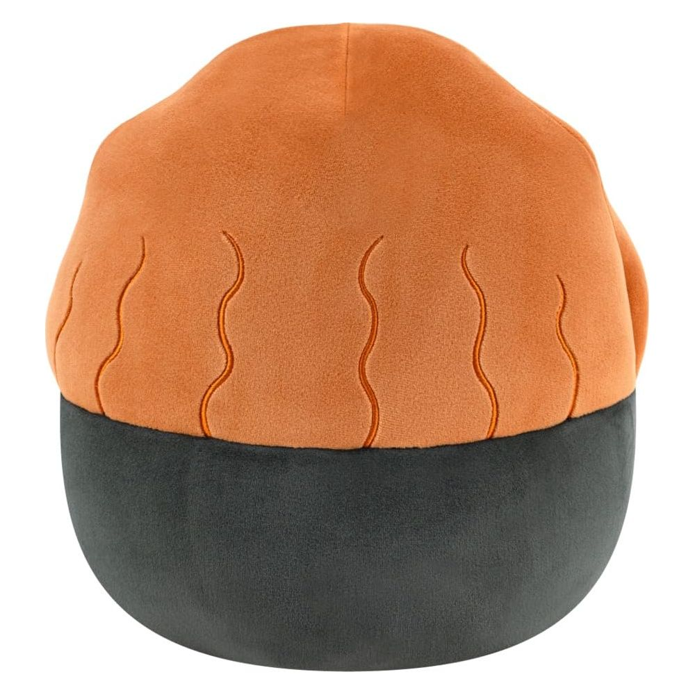 Ein orangefarbener Plüsch mit grauer Unterseite und Wellenlinien.