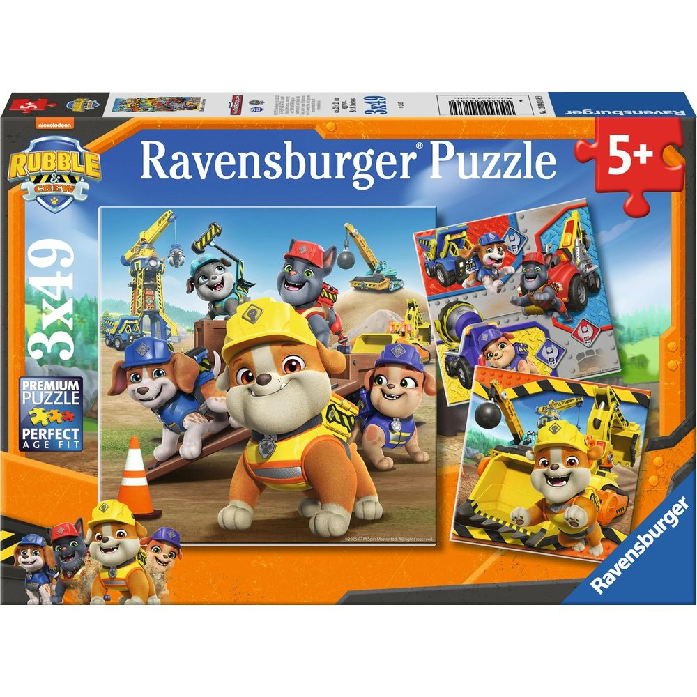 Boîte de puzzle Ravensburger Paw Patrol Rubble & Crew. Chiens en tenue de chantier.