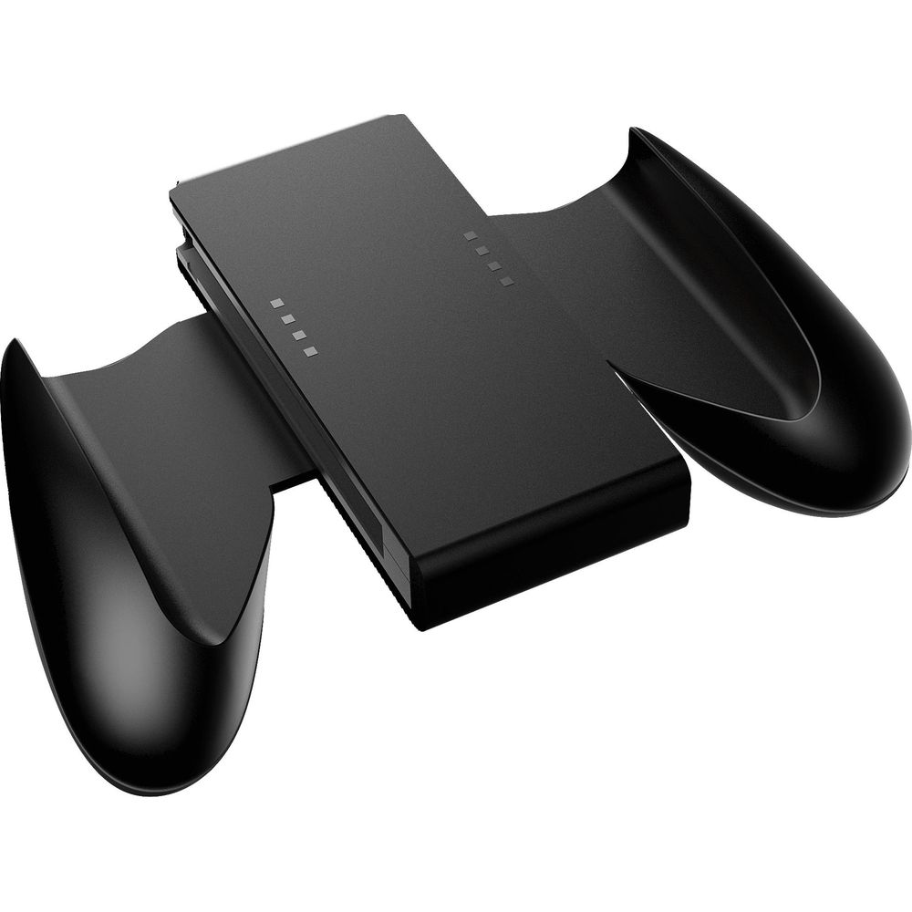 Schwarzer Lade-Griff für Nintendo Switch mit vier Ladeanzeigen.