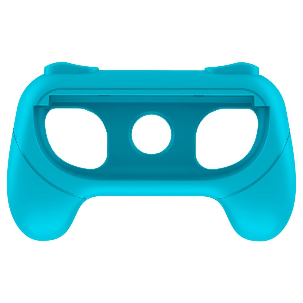 Un agarre Joy-Con turquesa para Nintendo Switch con dos recortes para los mandos.
