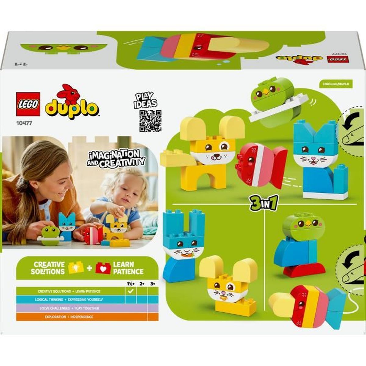 LEGO Duplo kutusu hayvanlar için yapım talimatları gösterir.