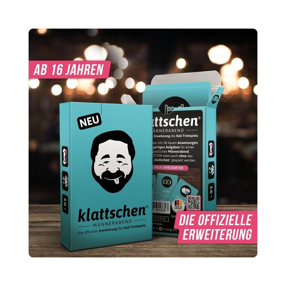 Spielverpackung für "Klatsch'n Männerabend" mit Altersfreigabe 16+.