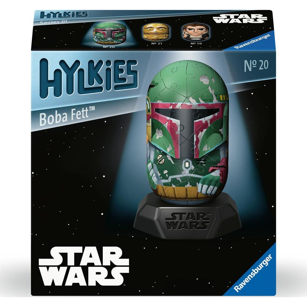 Puzzle 3D Ravensburger del casco di Boba Fett da Star Wars.