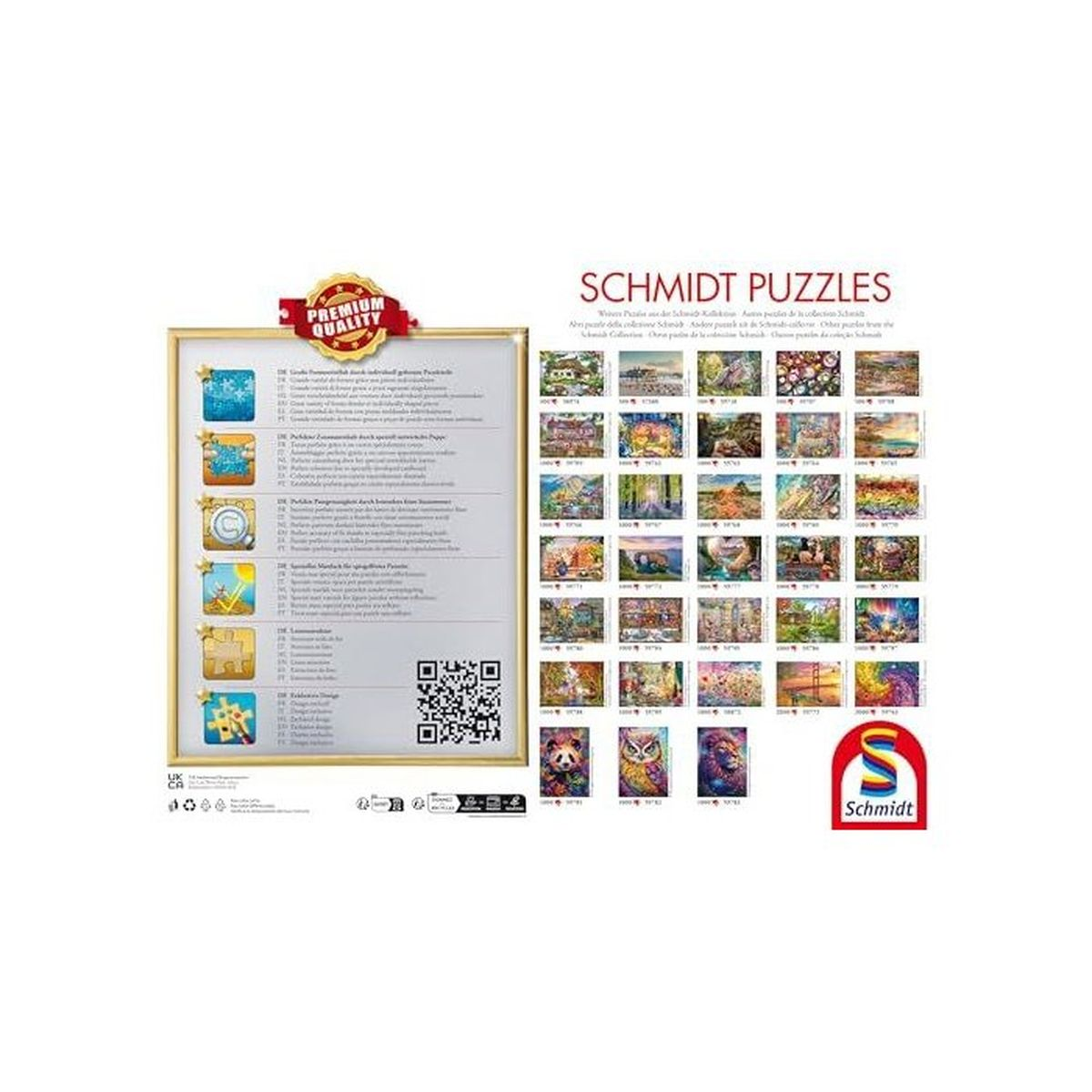 Schmidt Puzzles Katalog mit vielen Puzzlemotiven und Produktinformationen.