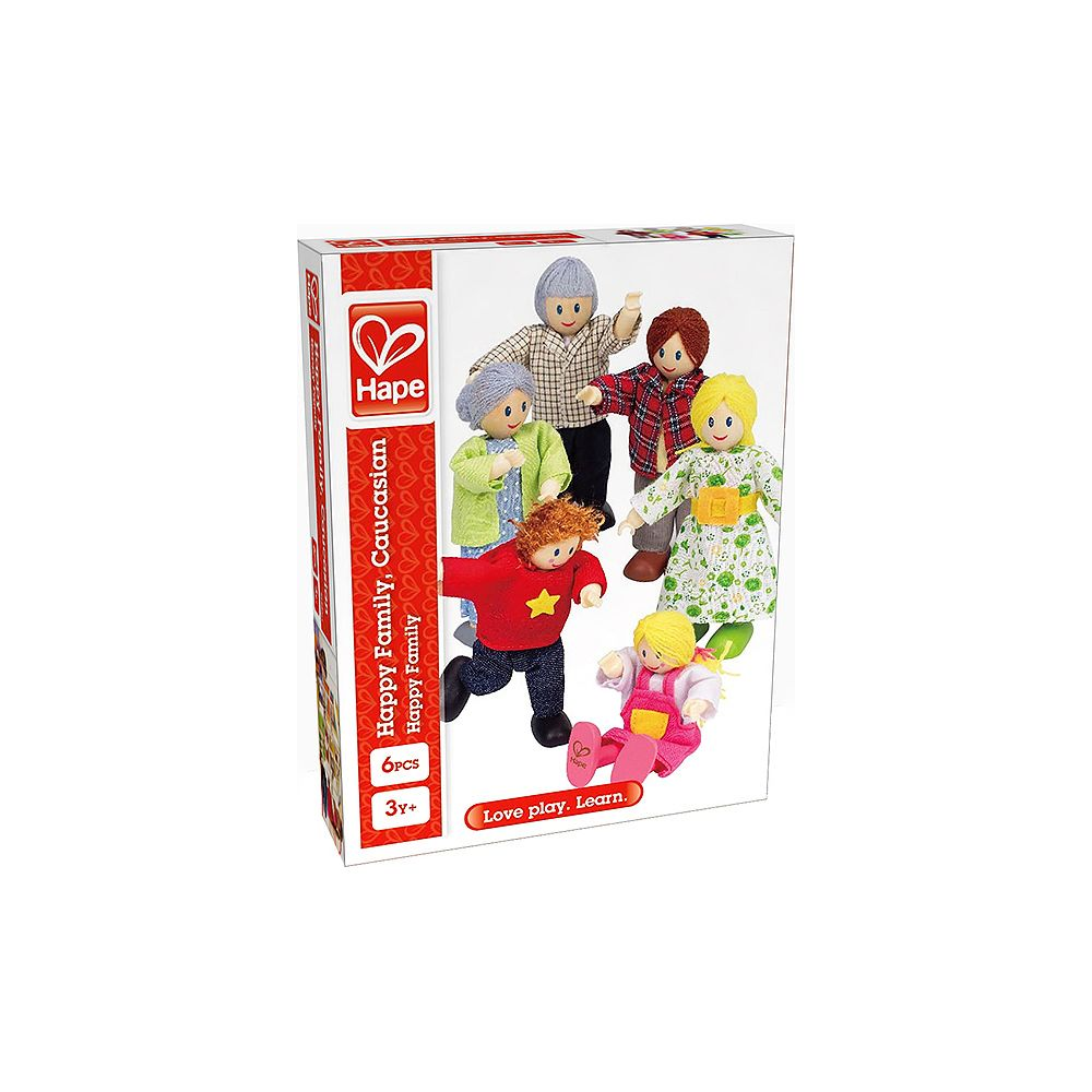 Lalki Hape Happy Family Kaukaskie na pudełku: 6 figur, 3+ lat.
