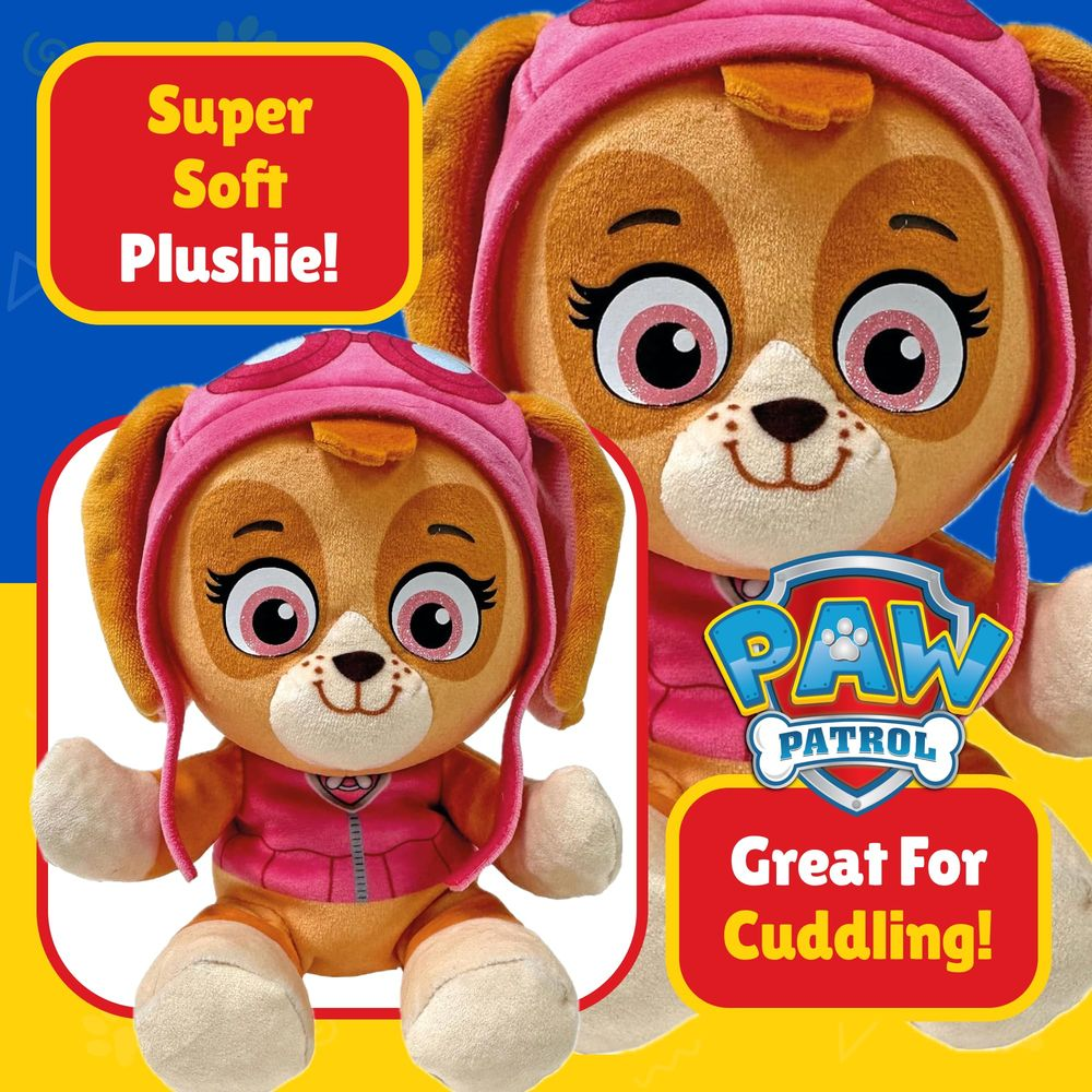 Peluche Skye Paw Patrol rosa e arancione, ottimo per le coccole.