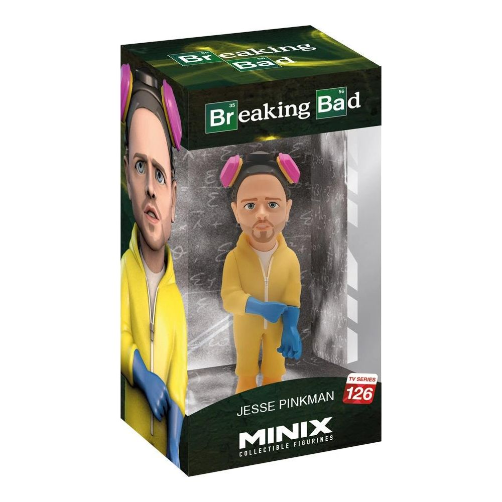 Figura coleccionable Minix de Jesse Pinkman de Breaking Bad en traje amarillo.