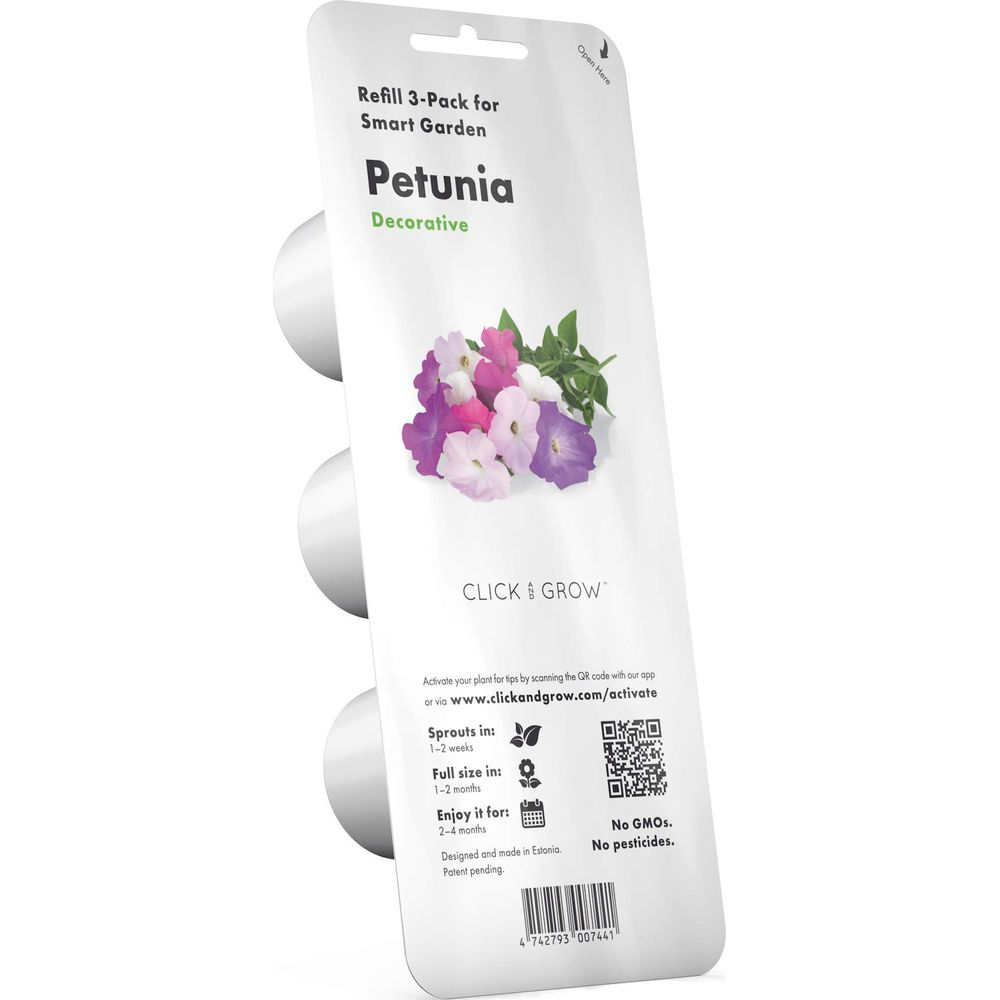 Confezione di ricarica semi Petunia (3 pz) con illustrazione floreale.